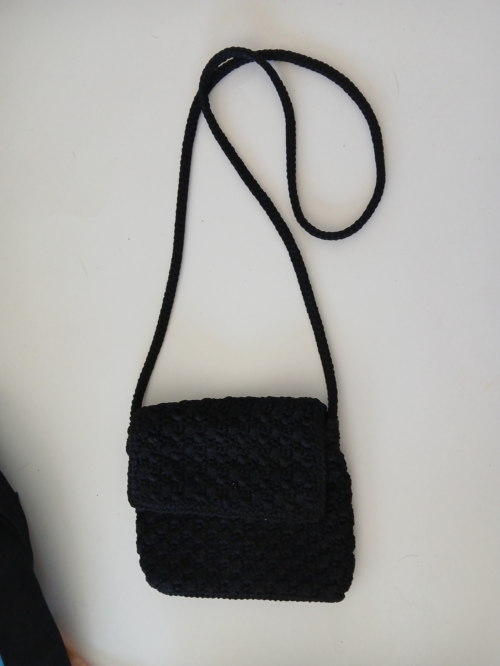 The Sak Black Crocheted Crossbody Foldover Zip Purse